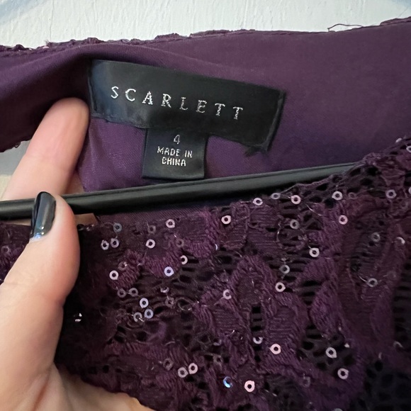 Eggplant Cutout Dress with Sequins - Picture 3 of 5